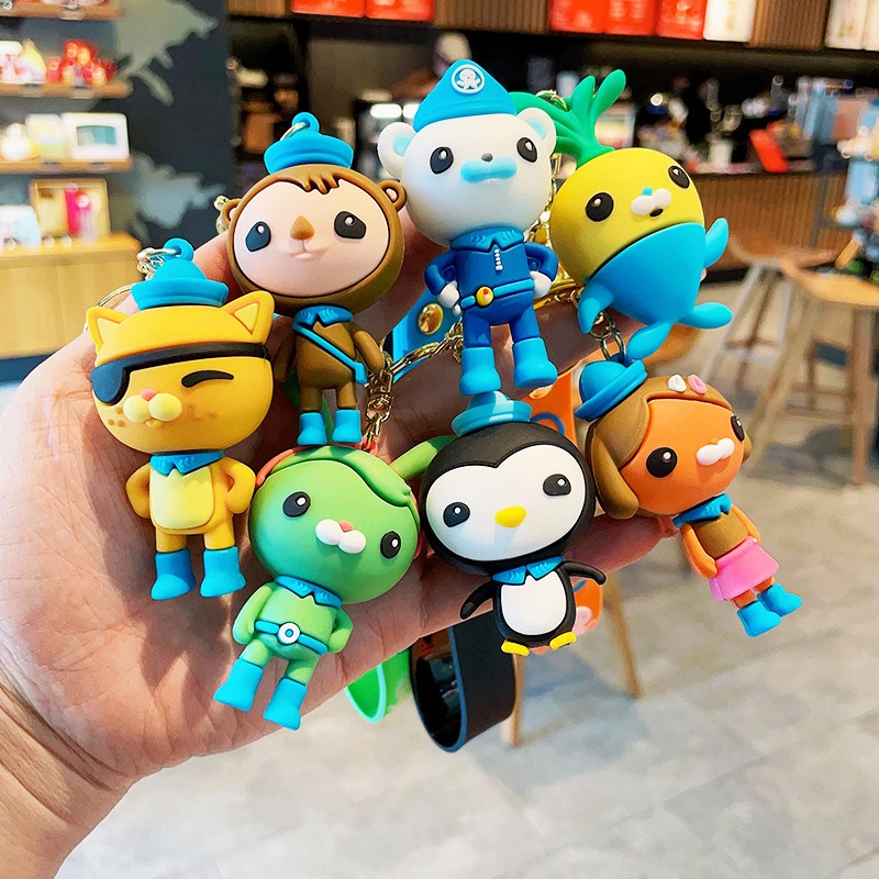 Octonauts Borracha Macia Figuras de Ação Chaveiro, Estatueta Key Buckle, Pingente Criativo, Chaveiro Boneca Bonito, Ornamento Saco Casal