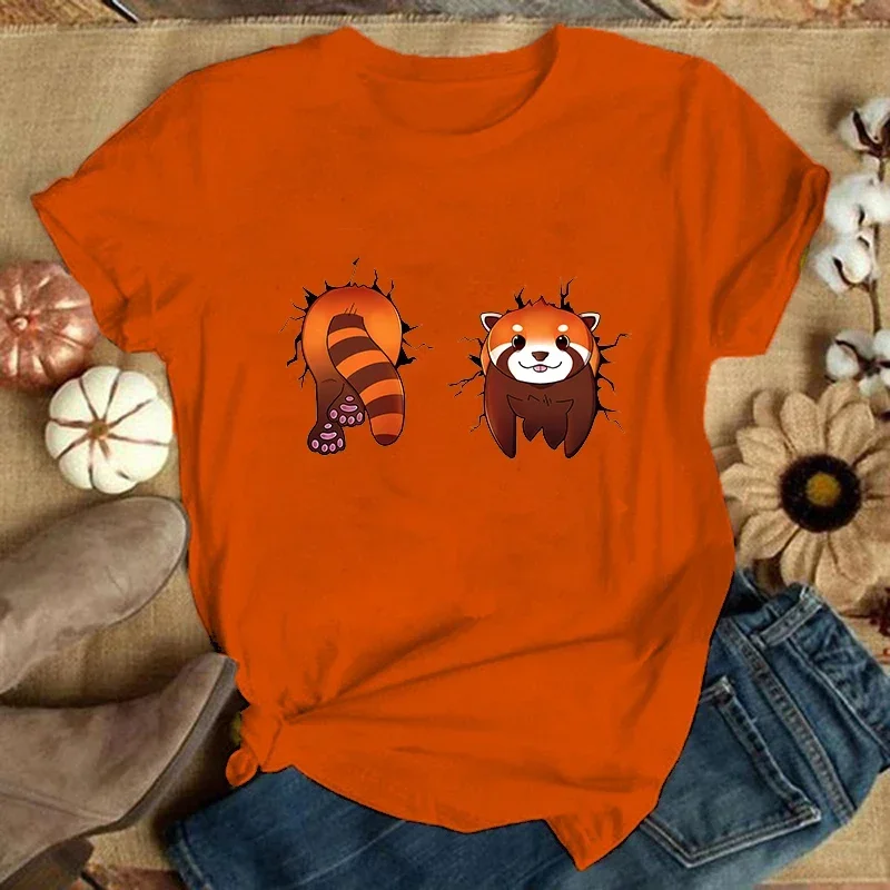 Premium T-shirt Cool T-Shirt For Women: Fashion Red Panda T-Shirts Tee For Casual Wear Ship Within 24 Hours