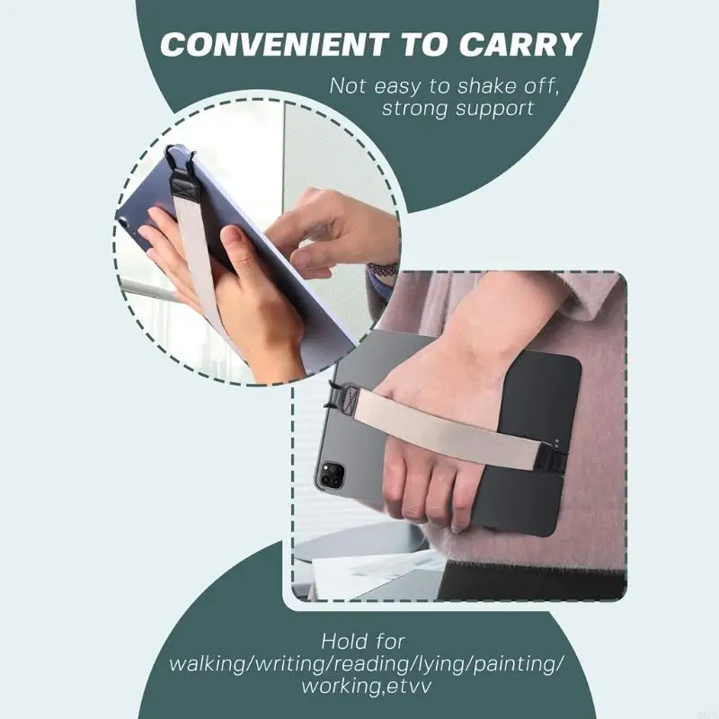 Universal Security สายคล้องมือผู้ถือ Finger Grip หนัง PU + เข็มขัดยืดหยุ่นสองด้านสําหรับ Pad แท็บเล็ต E-Reader
