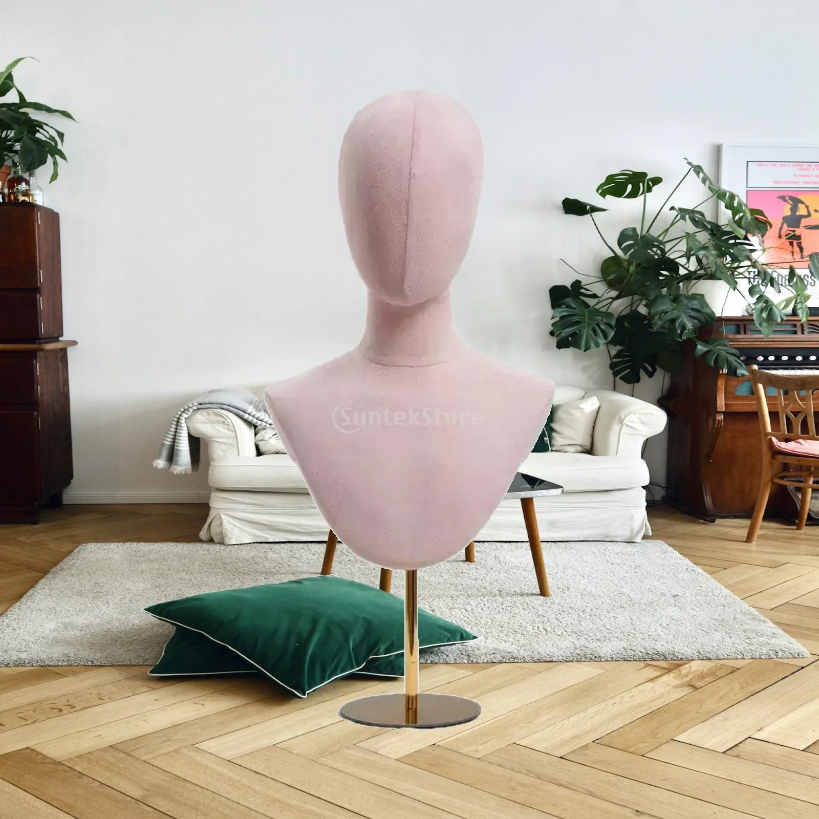 Adjustable Bust Mannequin Display Stand with Head Form for Necklace Scarf Hairpiece Retail Presentation