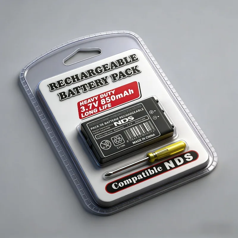 

850mAh 3.7V Rechargeable Lithium Battery Pack for Nintendo NDS Game Console Replacement Batteries with Mini Screwdriver