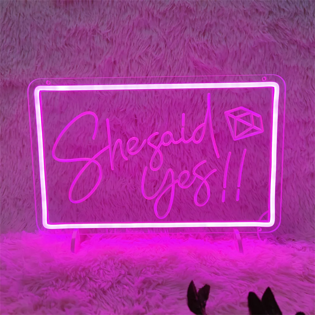 She Said Yes LED Neon Sign Perfect For Engagements Wedding Parties USB Powered For Bachelorette & Bridal Showers Room Wall Decor