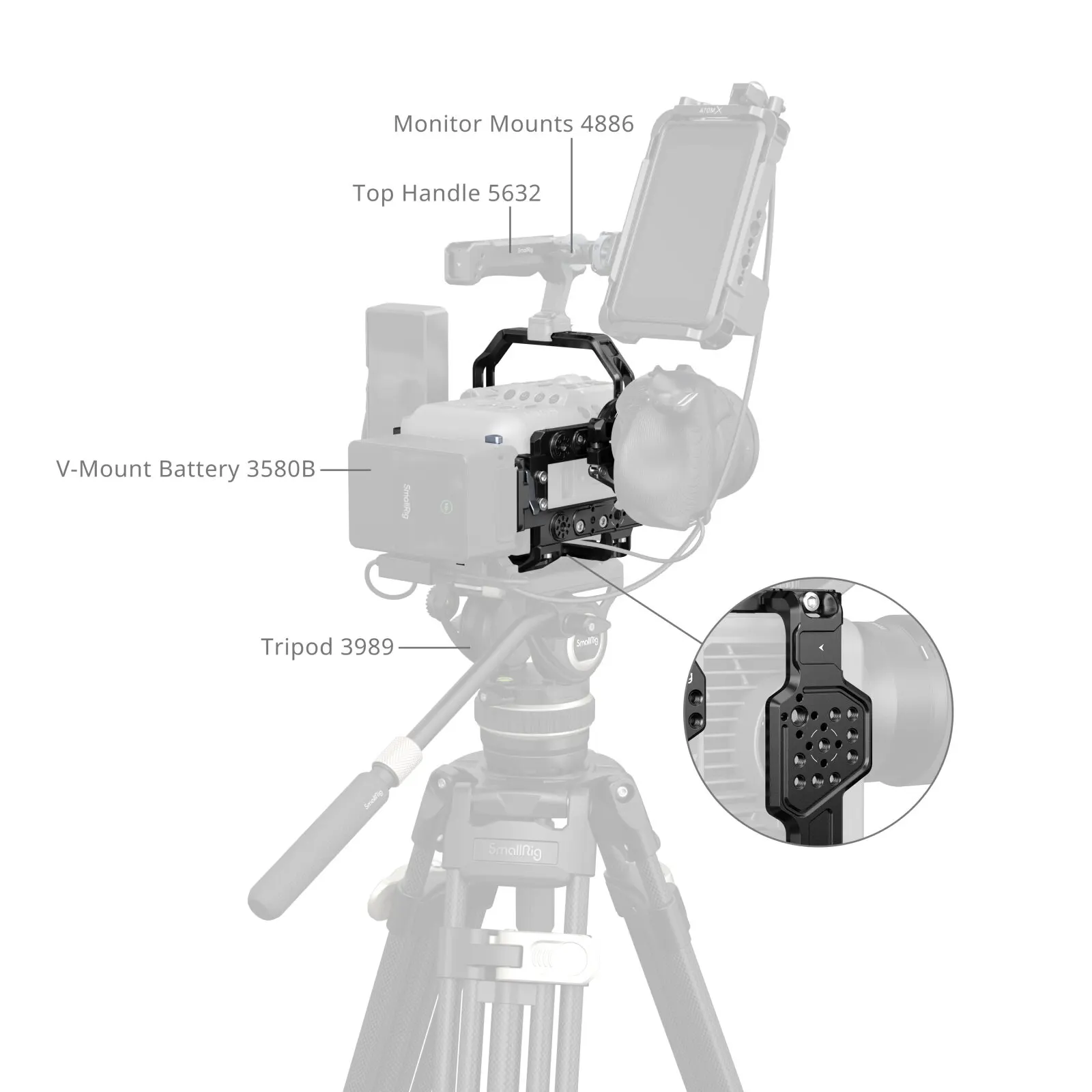 SmallRig 5801 Pro Cage Kit For Sony FX6 Cinema Camera V-Mount Adapter Multi Expansion Slots Video Shooting Rig
