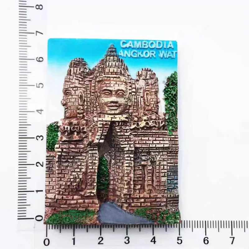 캄보디아 3D 수지 냉장고 자석, 냉장고 스티커, 기념품, 귀여운, Bayon, Siem, Reap, Angkor, Wat, Buddha, 선물, 1 Pc