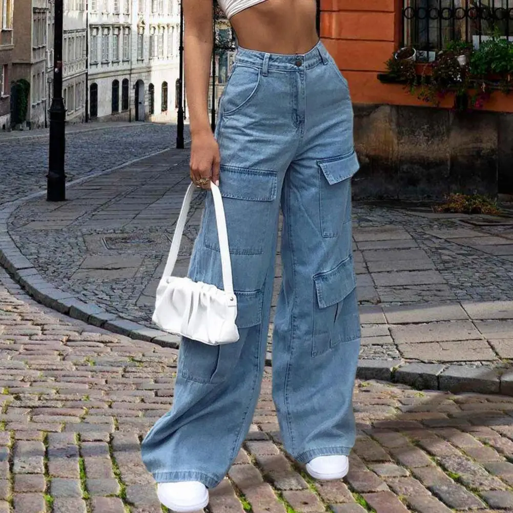 الموضة الأمريكية الجديدة بلون غسلها فضفاض الجينز الشارع الشهير خمر موضة جوكر الرجال والنساء عالية الخصر بنطال ذو قصة أرجل واسعة