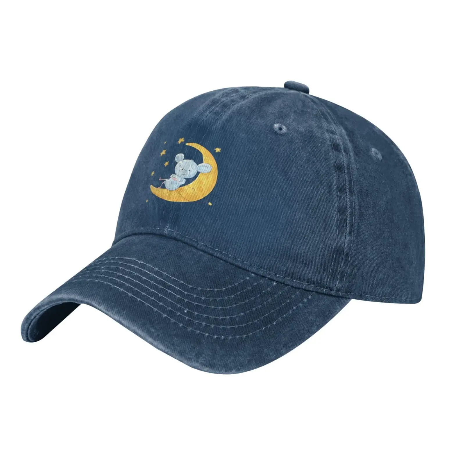 Casquette de baseball pour hommes et femmes, chapeau de camionneur vintage, chapeaux de golf, une souris de dessin animé mignonne sur la lune