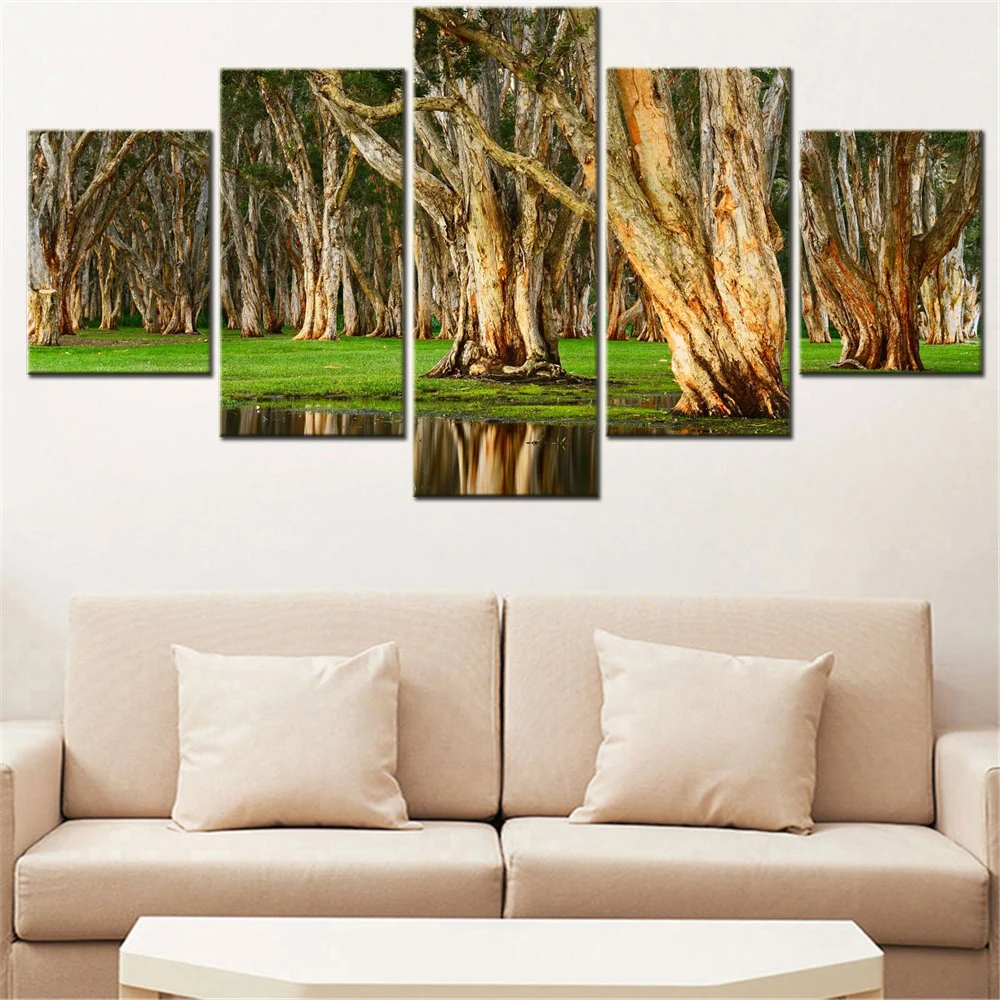 

5 Pieces Canvas Wall Arts Landscape Poster Painting Nature Centennial Park Forest Wallpaper Home Decor Picture Printing Artwork
