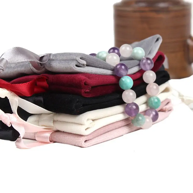 Velvet Drawstring Gift Bag Canvas Pouch Reusable Candy Packaging Sack Dustproof Home Sundries Storage Organizer Jewelry Pouches