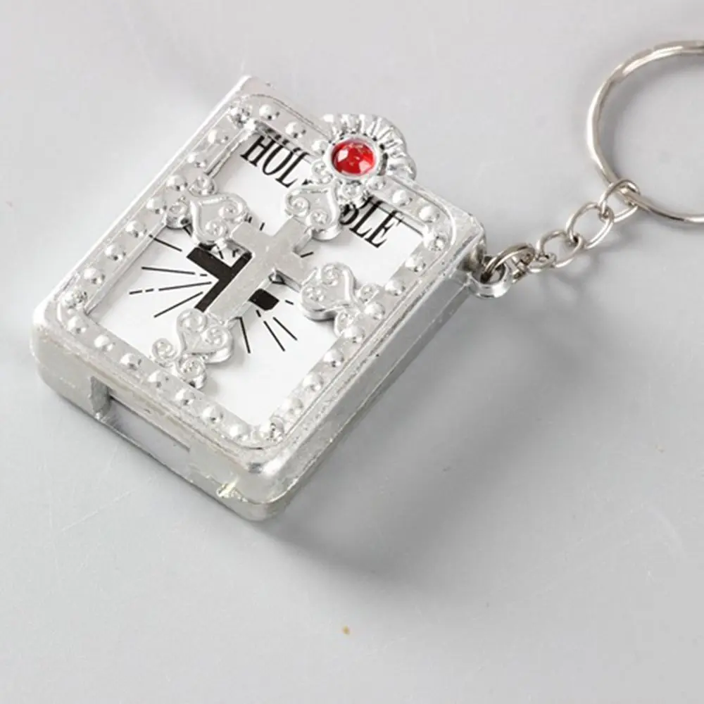 

God Bless Men Religious Souvenirs Keyring Gift Miniature Paper Book Holy Bible Keychain Bag Pendant Key Chain Car Key Ring