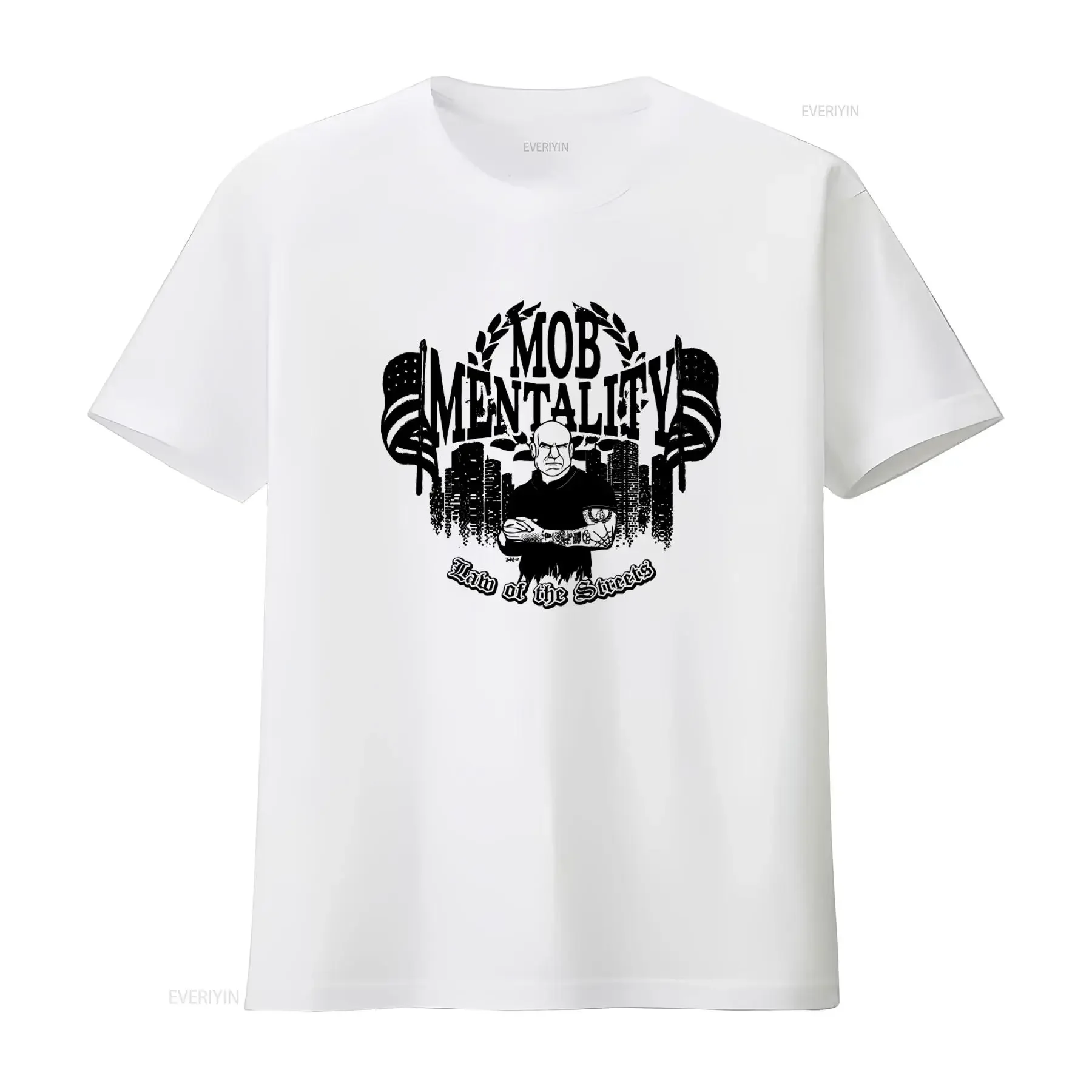 MOB MENTALITY LAW OF THE STREETS T Shirt Sizes S to 3XL Skinhead Punk Oi Style for Working Class vintage Washed Stretched