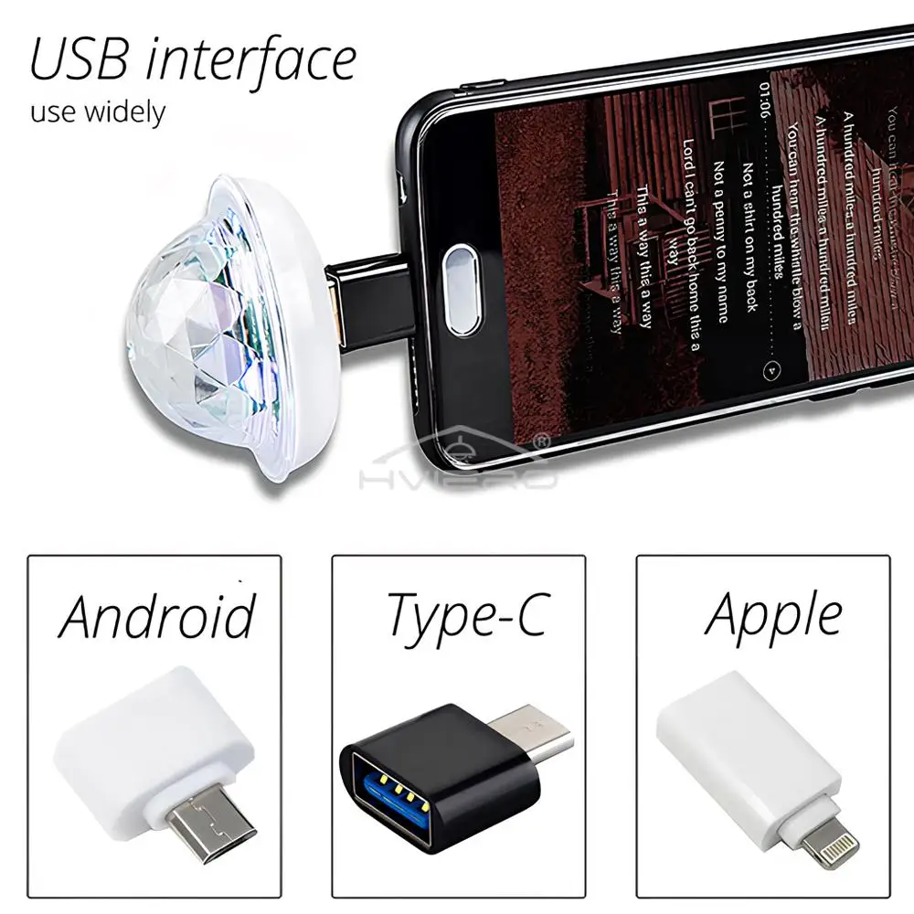 USB Ánh Sáng Môi Trường Xung Quanh DJ RGB Mini Nhiều Màu Sắc Âm Nhạc Âm Thanh Ánh Sáng USB-C Giao Diện Apple Giao Diện Ngày Lễ Đảng Karaoke Bầu Không Khí Đèn