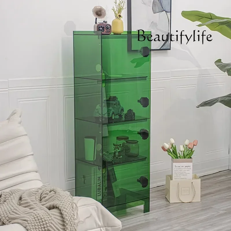 

ANordic Style Light Luxury Storage Rack Acrylic Living Room Storage Cabinet Designer Multi-Layer Floor