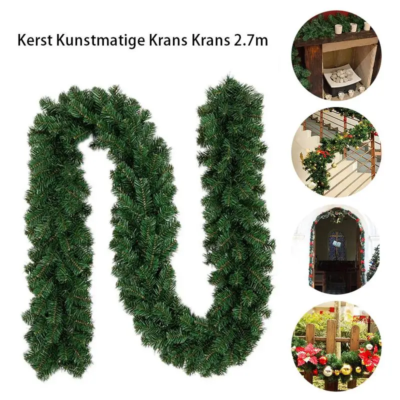 

2.7M Christmas Vine Xmas Pine Tree Rattan Green Garland Wreath Home Decoraion Shopping Mall home Window Rattan Hanging Ornament