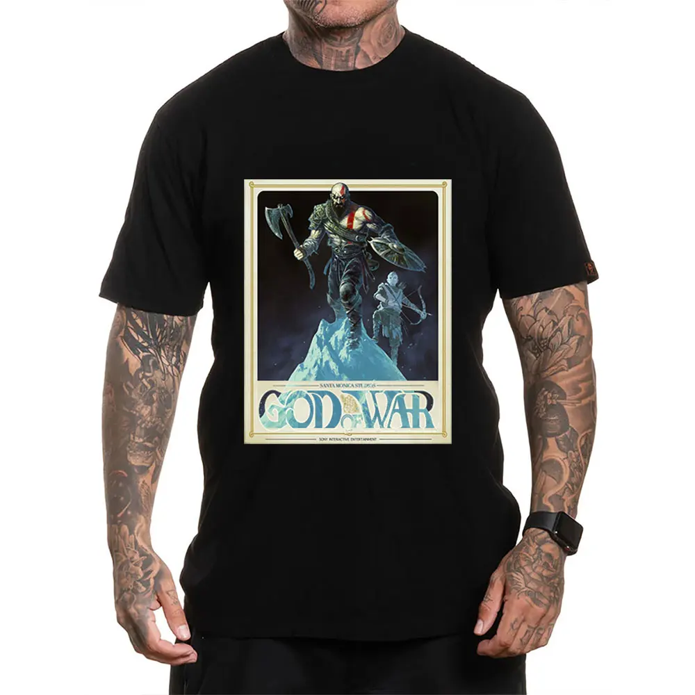 

Retro Kratos God of War Videogame print Gift T-Shirt Vintage Spartan warrior Graphic Clothes 0120 All size Tops Unisex Tee S-6XL