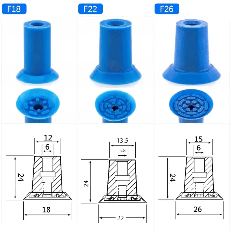 공압 진공 흡입 컵 F 시리즈 포장 기계, 진공 가방 오프닝 빨판, 플라스틱 필름 식품 가방 흡입 깍지 F18, 10 개
