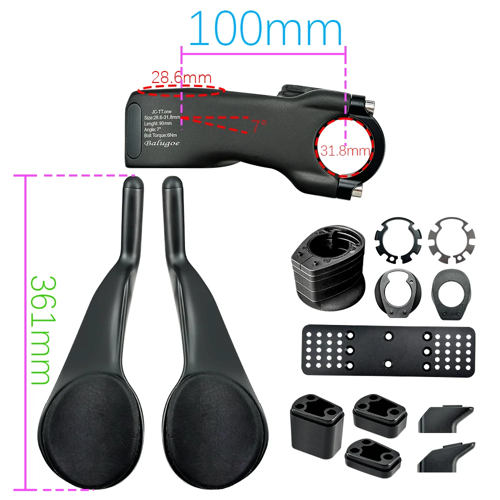 26 BALUGOE MTB Fietsstuurpen Verticale Pijpsteun HandvatTriathlon Gemodificeerde Highway Bike TT-handgreep, Lepelzijhandgreep, 28,6-31,8MM