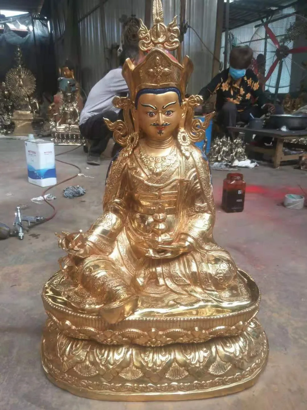 65cm XL HUGE # large HOME Lobby Temple altar GOOD Buddha Vajrayana Gold-plated Padmasambhava brass statue