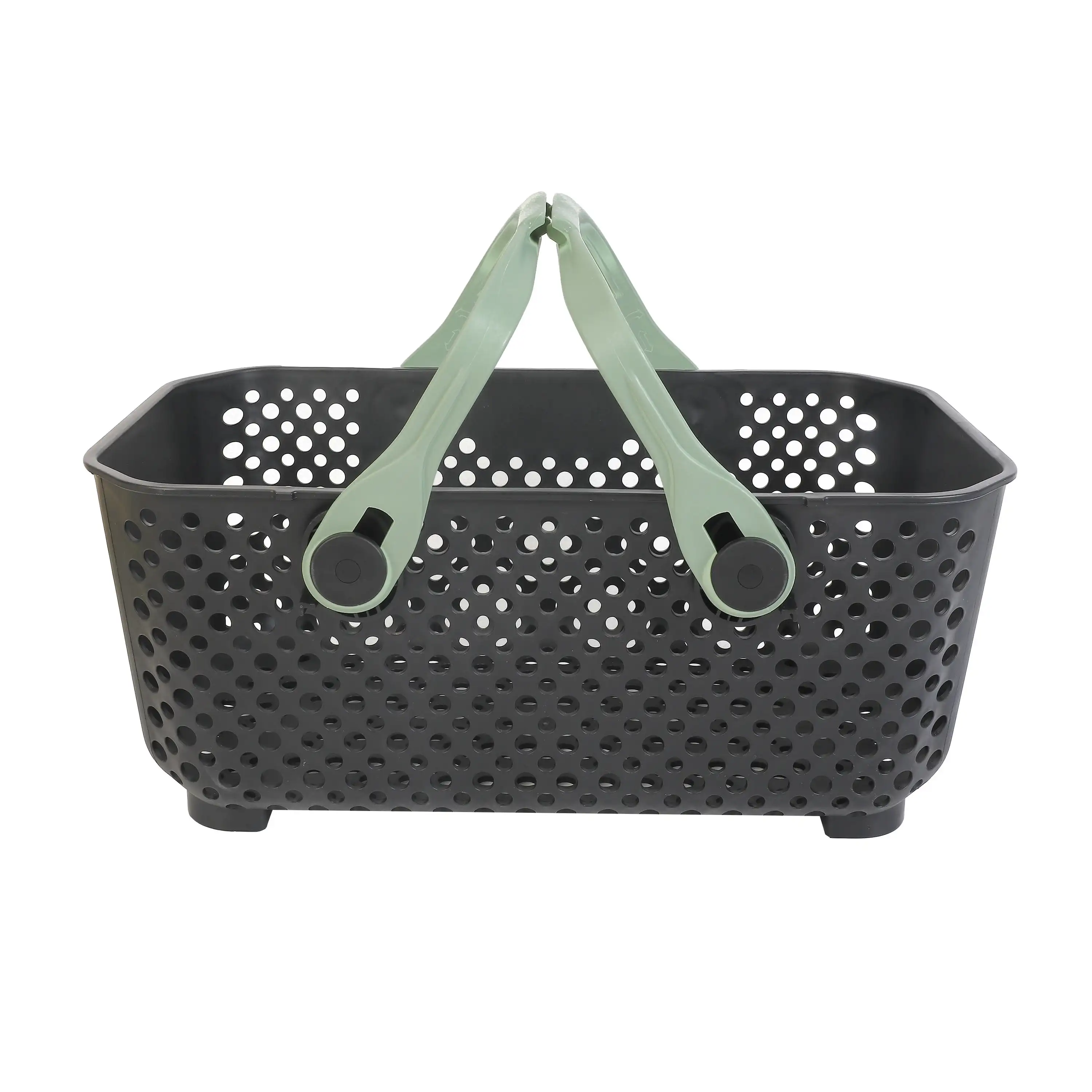 Heavy Duty Farm Harvest Basket Plastic Fruit Vegetable Picking Container with Handles Large Capacity Black Rustic Style