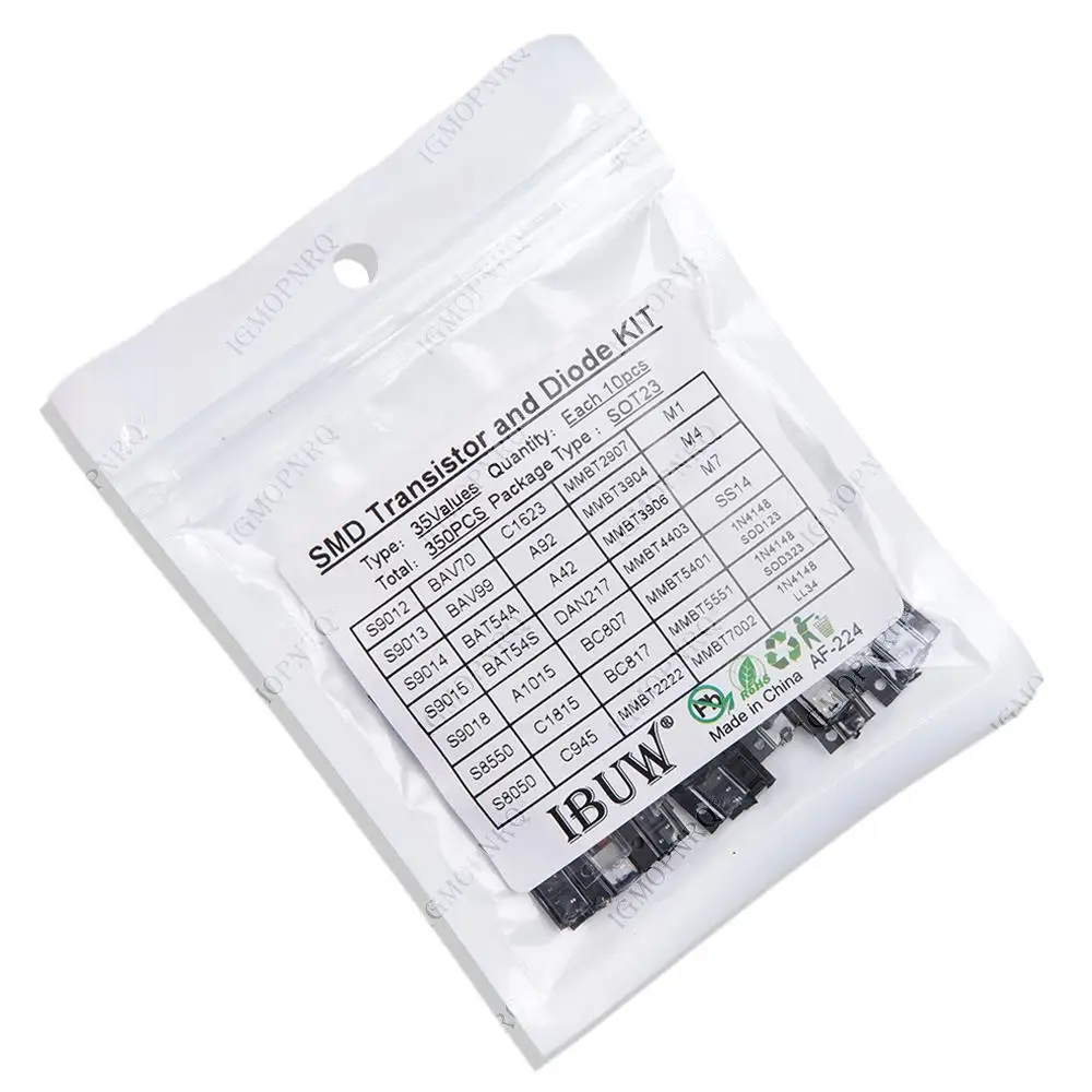 35values*10PCS=350PCS SMD SMT Transistor and Diode Assortment Kit