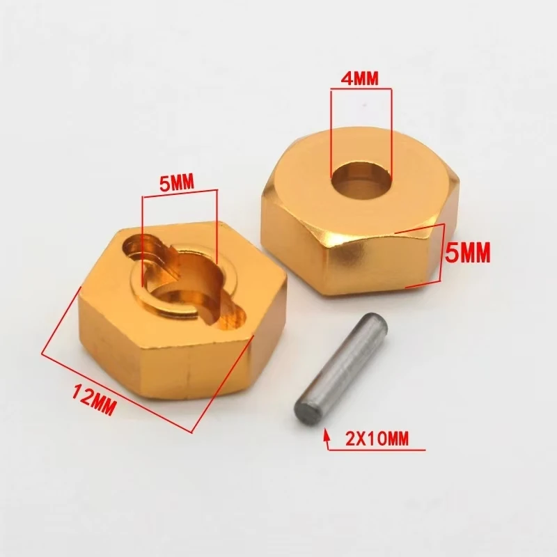 4Pcs 1/10 RC Car 12MM Hub Metal Hexagonal for 94103 94105 94106 94107 94108 94122 Etc RC Car Upgrade Parts