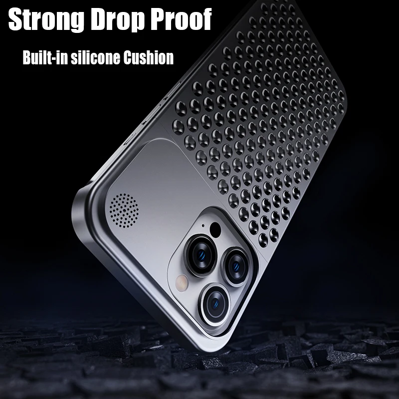 Cooling Aromatherapy Men\'s Armor Aluminum Metal Back Case For iPhone 12 13 14 15 Pro Max Plus Cover