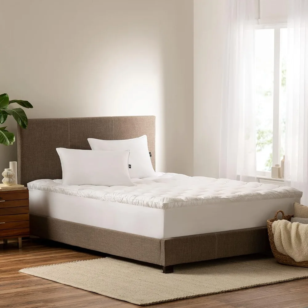 

Mattresses, Down Illusion Soft Hypoallergenic Full/Queen/King Size Pillowtop Simple Fit Mattress Topper for Bedroom Furniture
