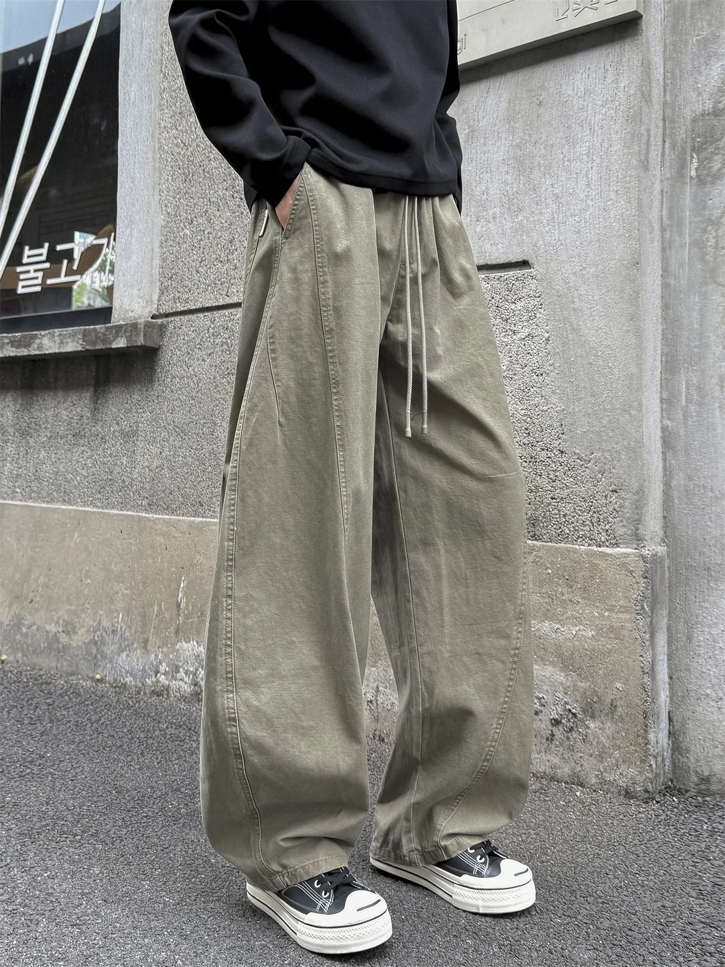 

Japanese Sle Straight Leg Workwear Casual Pants Men's Trendy Streetwear Waed American Patchwork Pure Cotton Knife Tr...