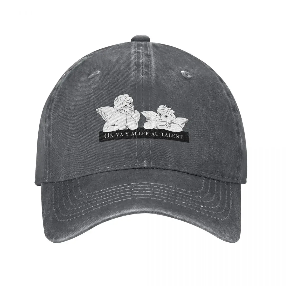 Exhausted angels white text - small logo Baseball Cap Hood Hat Man For The Sun Trucker Hat Trucker Cap Ladies Men's