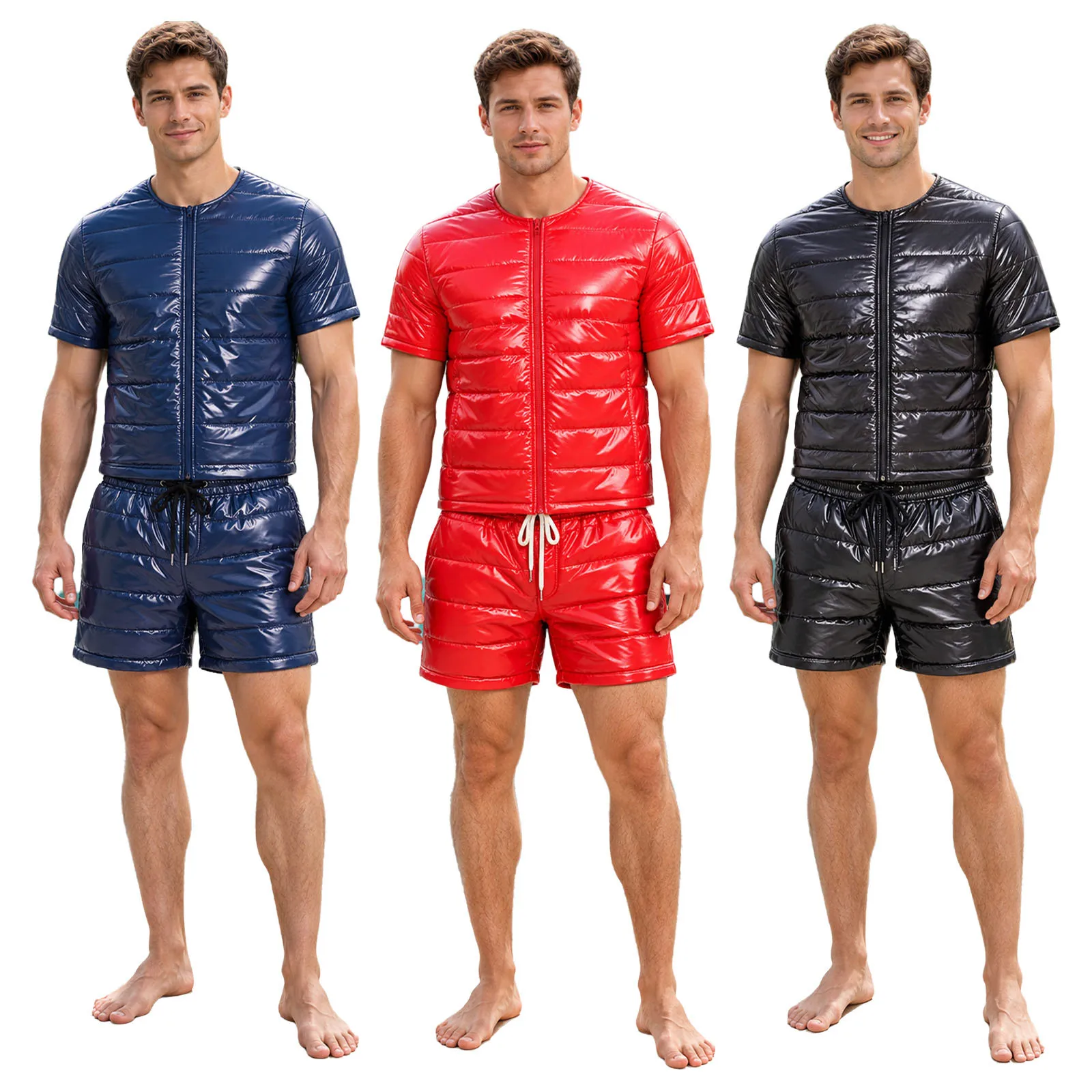Men Quilted Puffer Padded Waterproof Outfit Jacket with Shorts for Sports Hiking Cycling Camping Fishing Indoor Outdoor Wear view 4