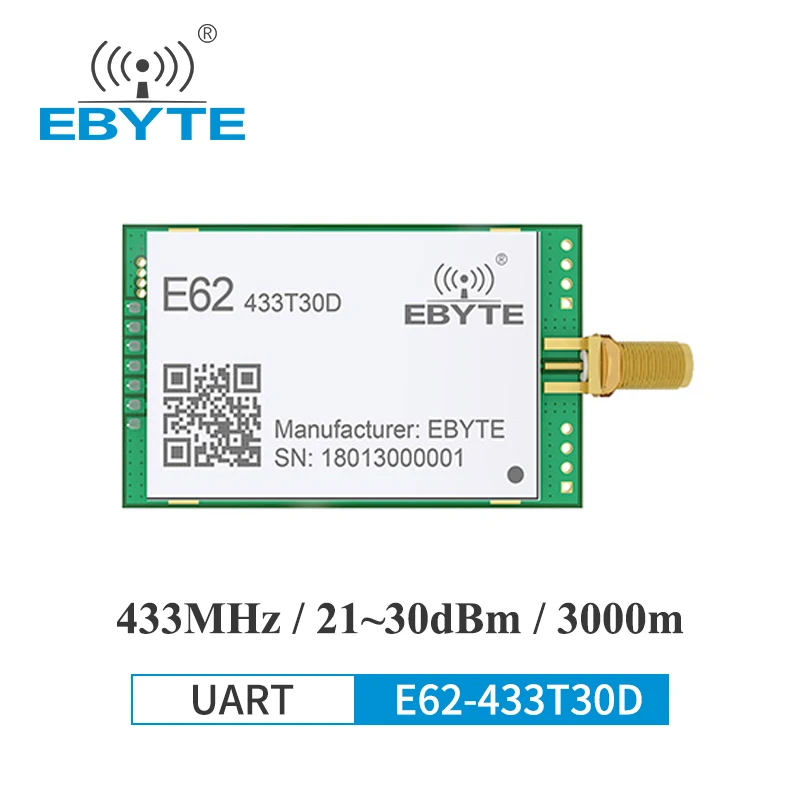Módulo inalámbrico EBYTE E62-433T30D 433Mhz Full Duplex FHSS UART 30dBm 1W Módulo transmisor y receptor inalámbrico de larga distancia