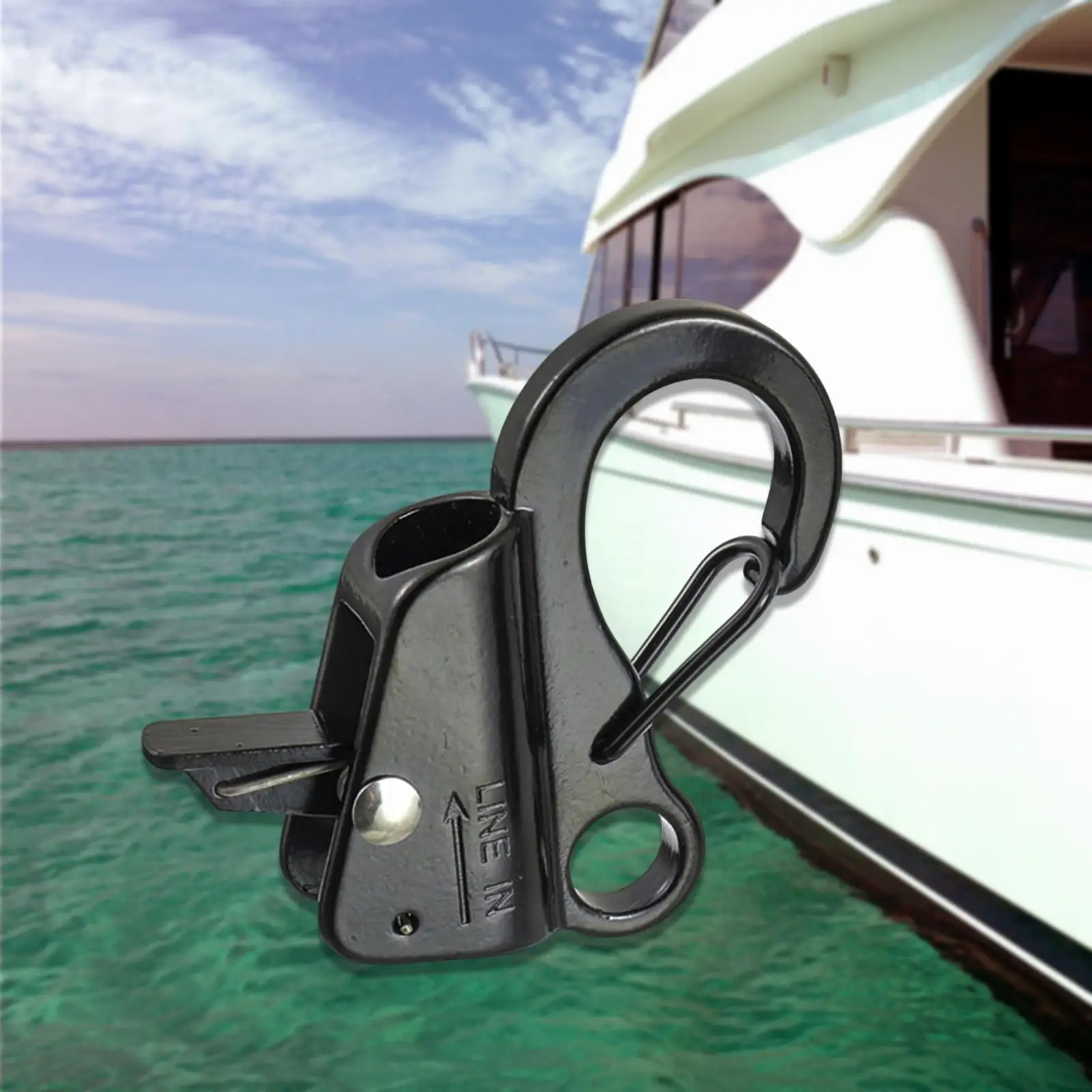 خطاف مرساة من الفولاذ المقاوم للصدأ سهل الاستخدام مع أجهزة سطح السفينة مع تحرير سريع يحمل 8000 رطلًا معدات ترسيق الإرساء بالقوارب #4