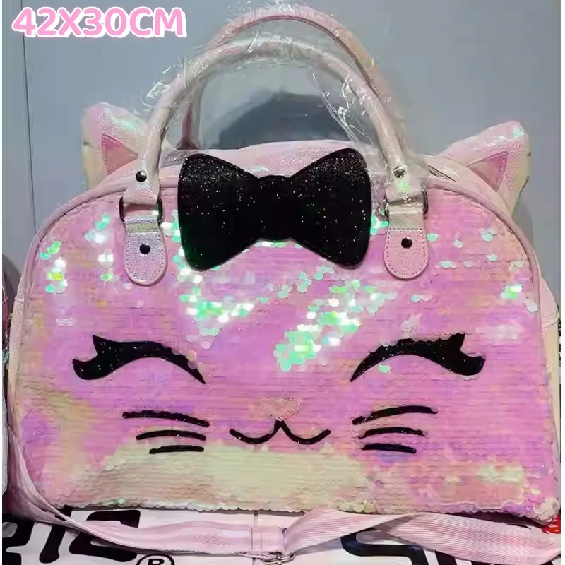 In Stock Australia Smiggle Travel Bag Student Large Capacity Crossbody Bag Handbag New Pink Cat Large Travel Bag Gift