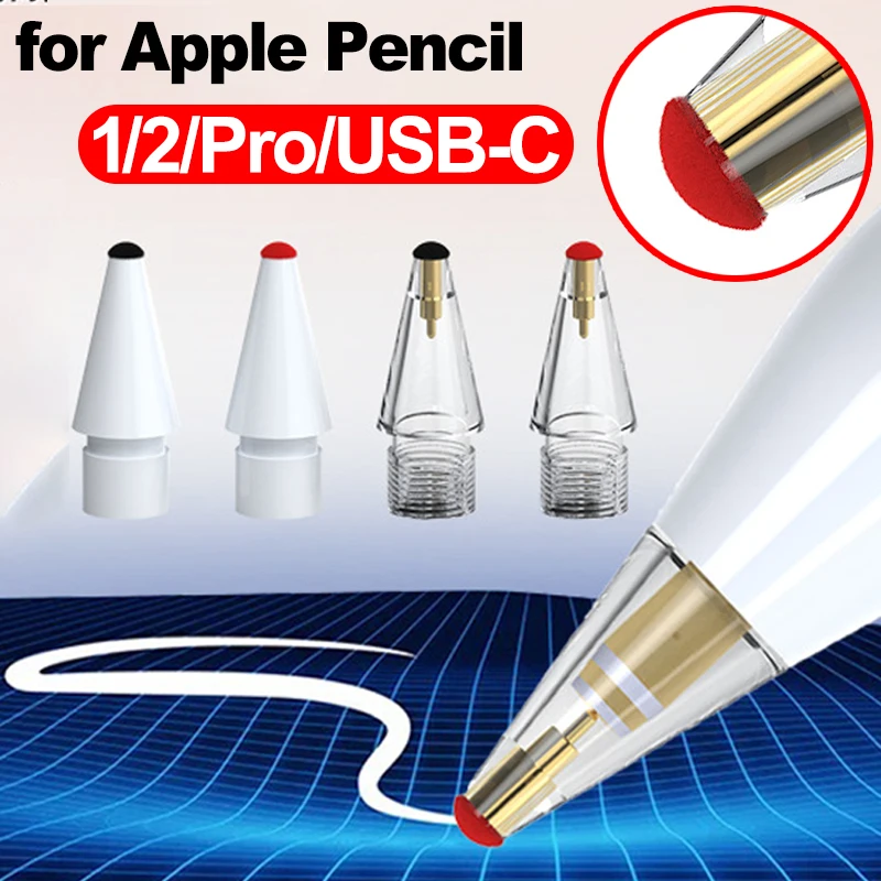 

for Apple Pencil 2nd 1st USB-C Pro Flocked Replacement Pencil Tip Sensitivity Pen Nibs Wear-Resistant Pen Nibs for iPencil 1/2