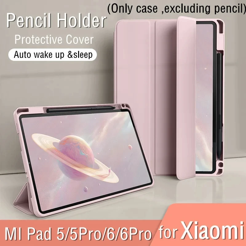 

For Xiaomi Tablet Accessories Protector Mi Pad 5 6 7 6 Pro Case with Pencil Holder Auto Wake Up Cover for MiPad 6 5 Pro Funda