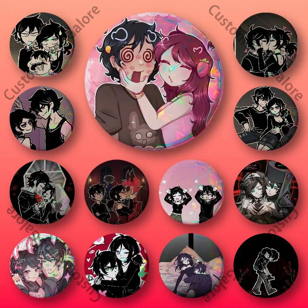 C-Coffin of Andy and L-Leyley Round Custom Badges 75 58 44 32 25 mm Brooch Backpack Hat Enamel Pins Accessories Toys Gifts