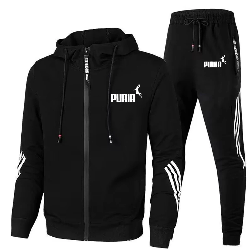 In 2024, new three stripe men\'s casual suit, men\'s scarf and printed pants with shiny logos, men\'s fitness clothing, sportswear