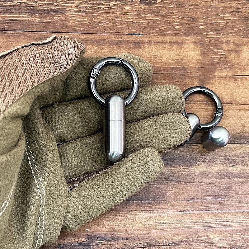 Titanium Alloy Waterproof Pill Capsule Key Chain Pendant Small Medicine Box Portable Travel Storage - view 4