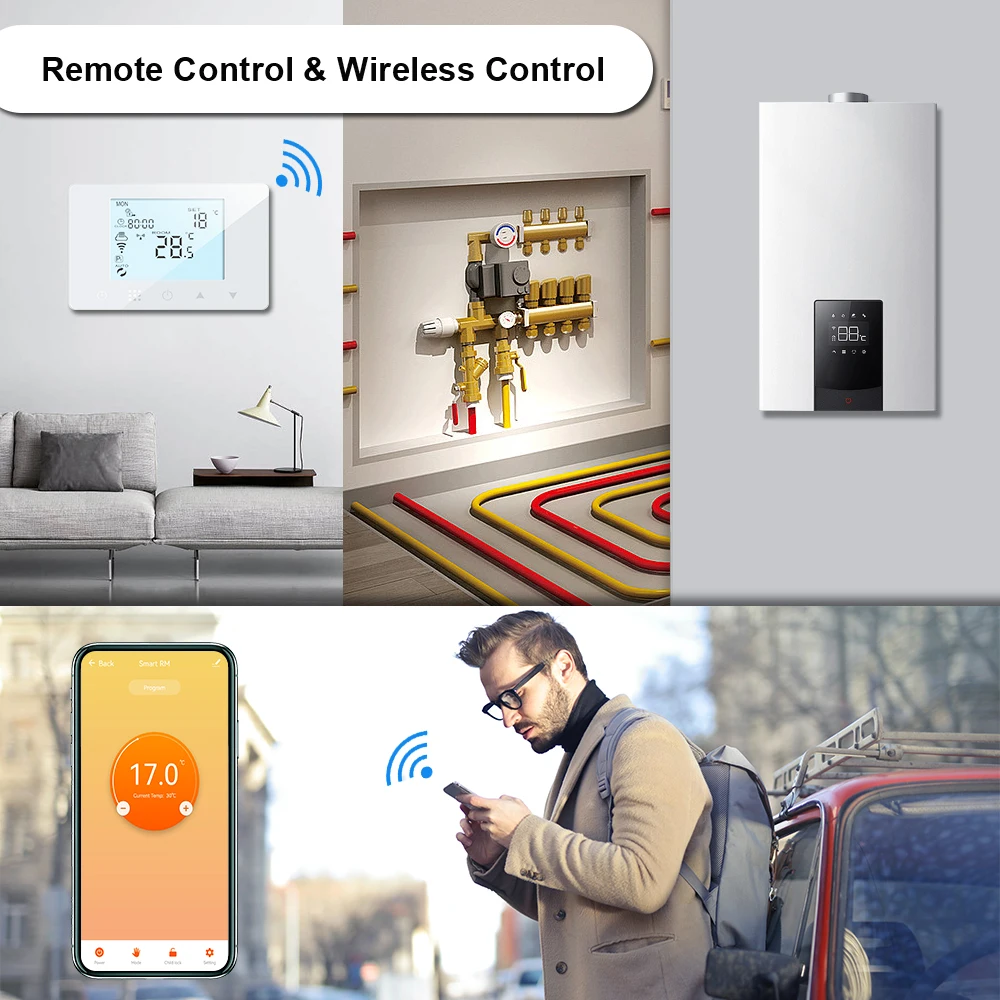 Tuya WiFi Smart Thermostat Gas Boiler Water Heating RF Wireless Temperature Controller Work with Alexa Google Home