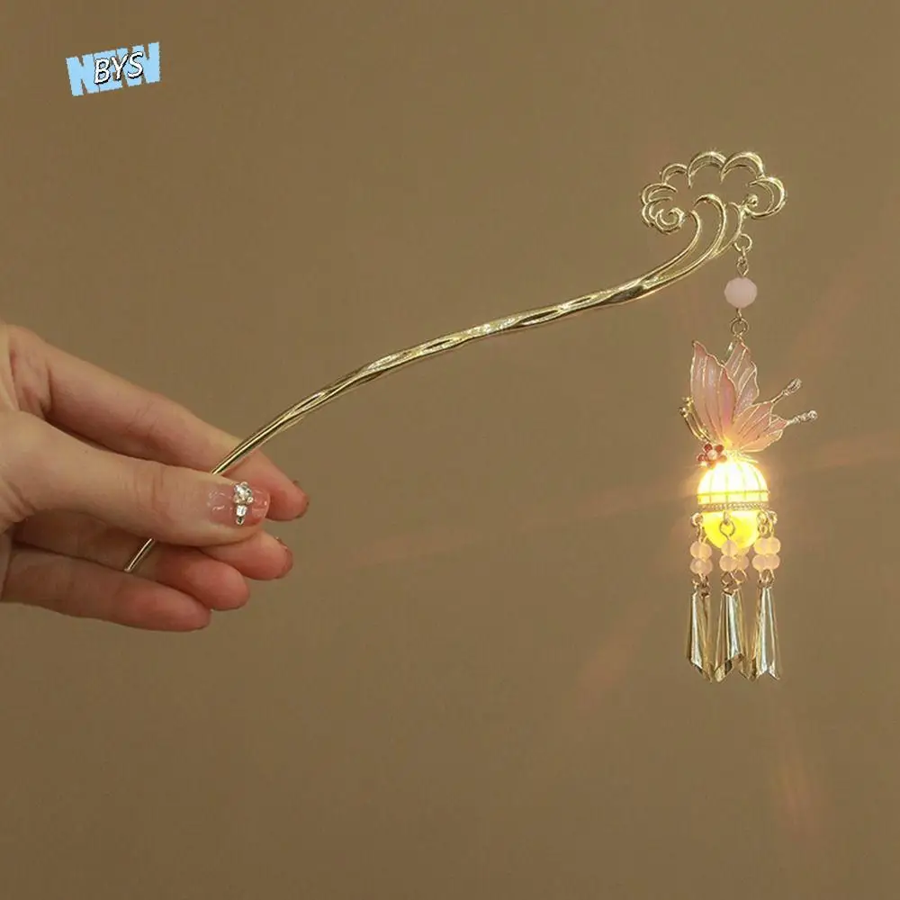 

Pearl Glowing Lantern Hairpin Luminescent LED Light Butterfly Hairpin Hanfu Headwear Chinese Style Hanfu Hair Clip