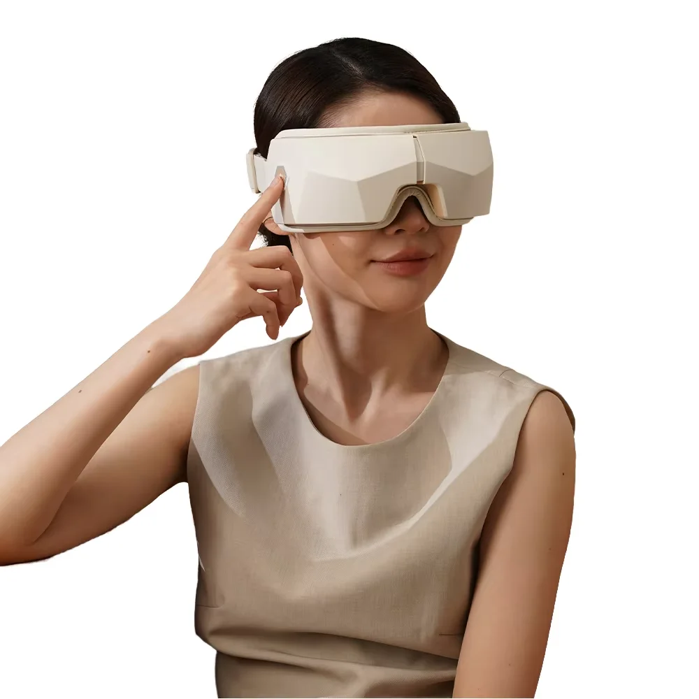 Smart Library 2025 New Design Smart Bluetooth 3D Sleep Mask Hot Compression Eye Massager With Music Air Pressure Heat Eye Massag