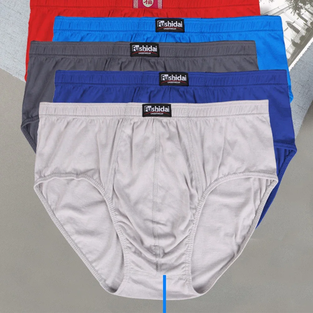 

Briefs Men Underwear Boxer Shorts Breathable Brief Comfortable Cotton Loose Mens Panties Size XL~5XL Solid Color