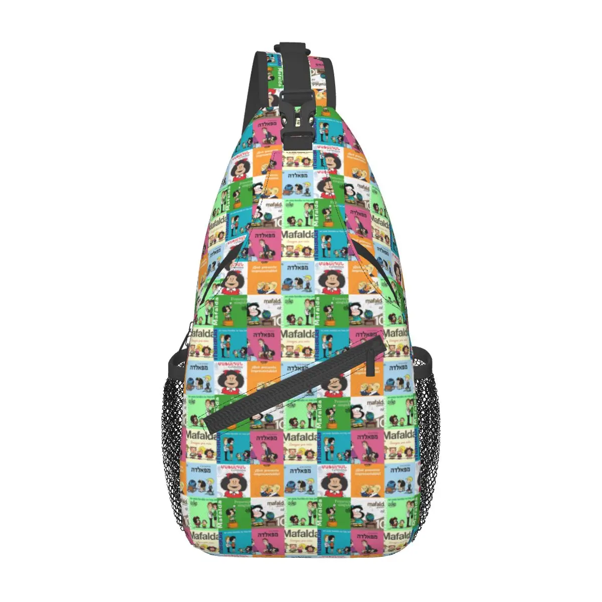 Anime Xadrez Mafalda Crossbody Sling Bags, Cool Peito Bag, Mochila de ombro, Mochila para caminhadas, Bolsa de ciclismo ao ar livre