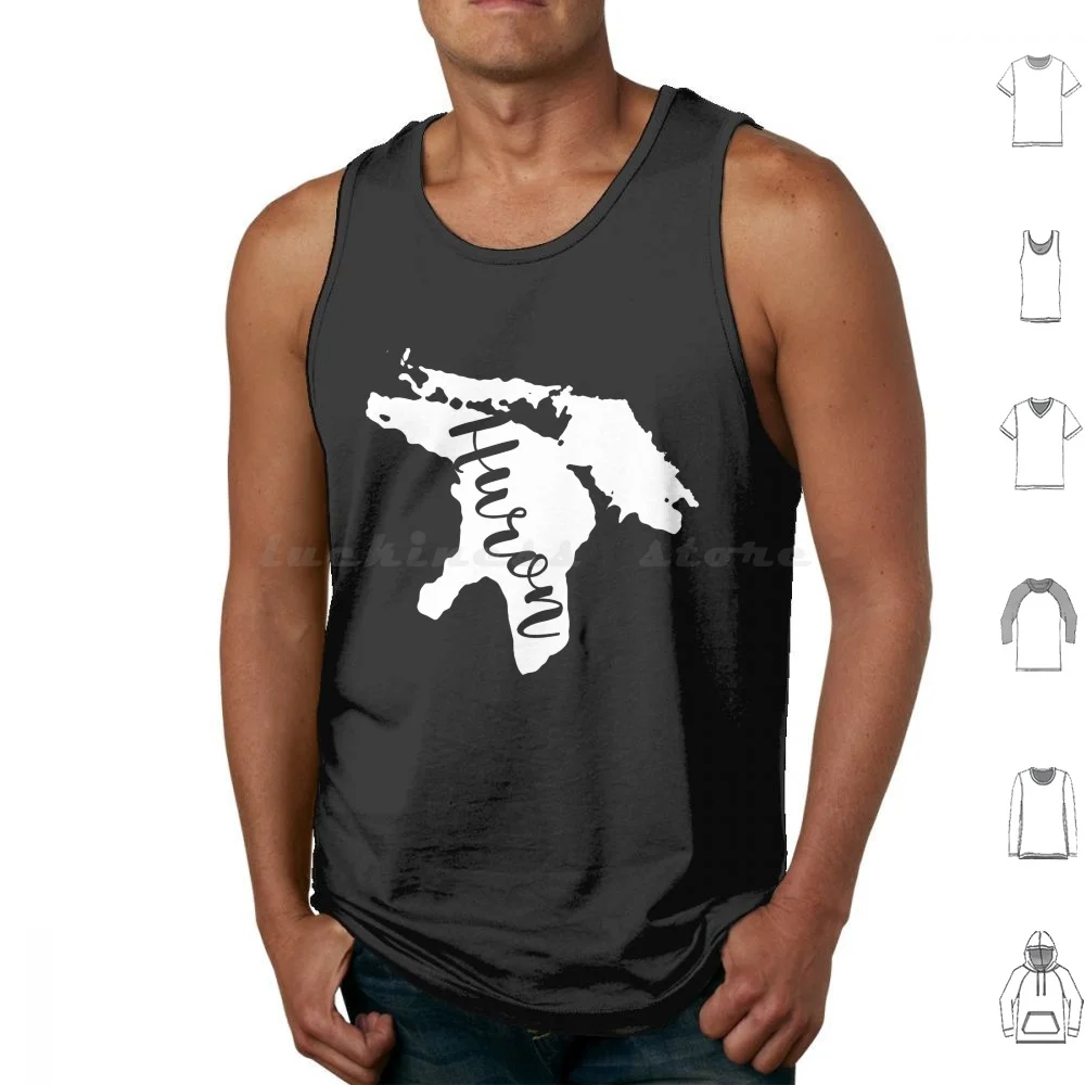 Huron Tank Tops Vest Sleeveless Huron Lake Map