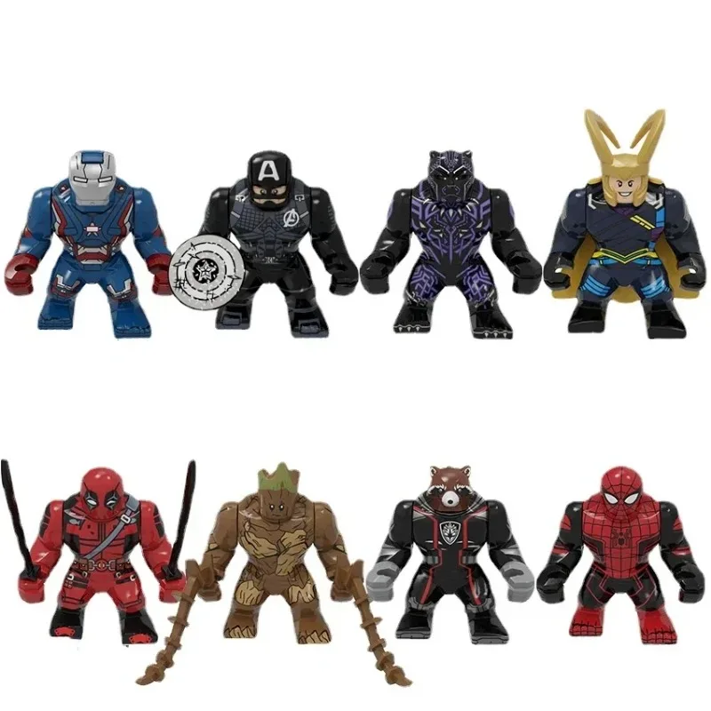 Minifiguras de bloques de superhéroes de Marvel para niños, rompecabezas de Spider Man, Iron Man, juguete de ensamblaje, regalo de cumpleaños