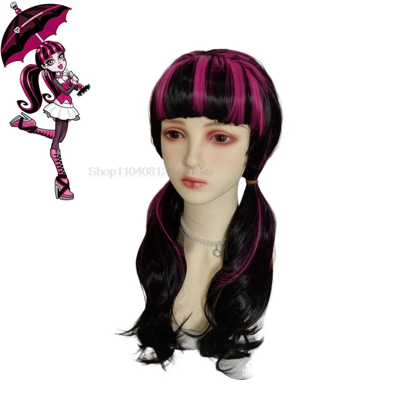 IN STOCK Monster High: Draculaura Cosplay Costume Pink Suit Vampiree Anime Female Cosplay Halloween Costumes Red Wig