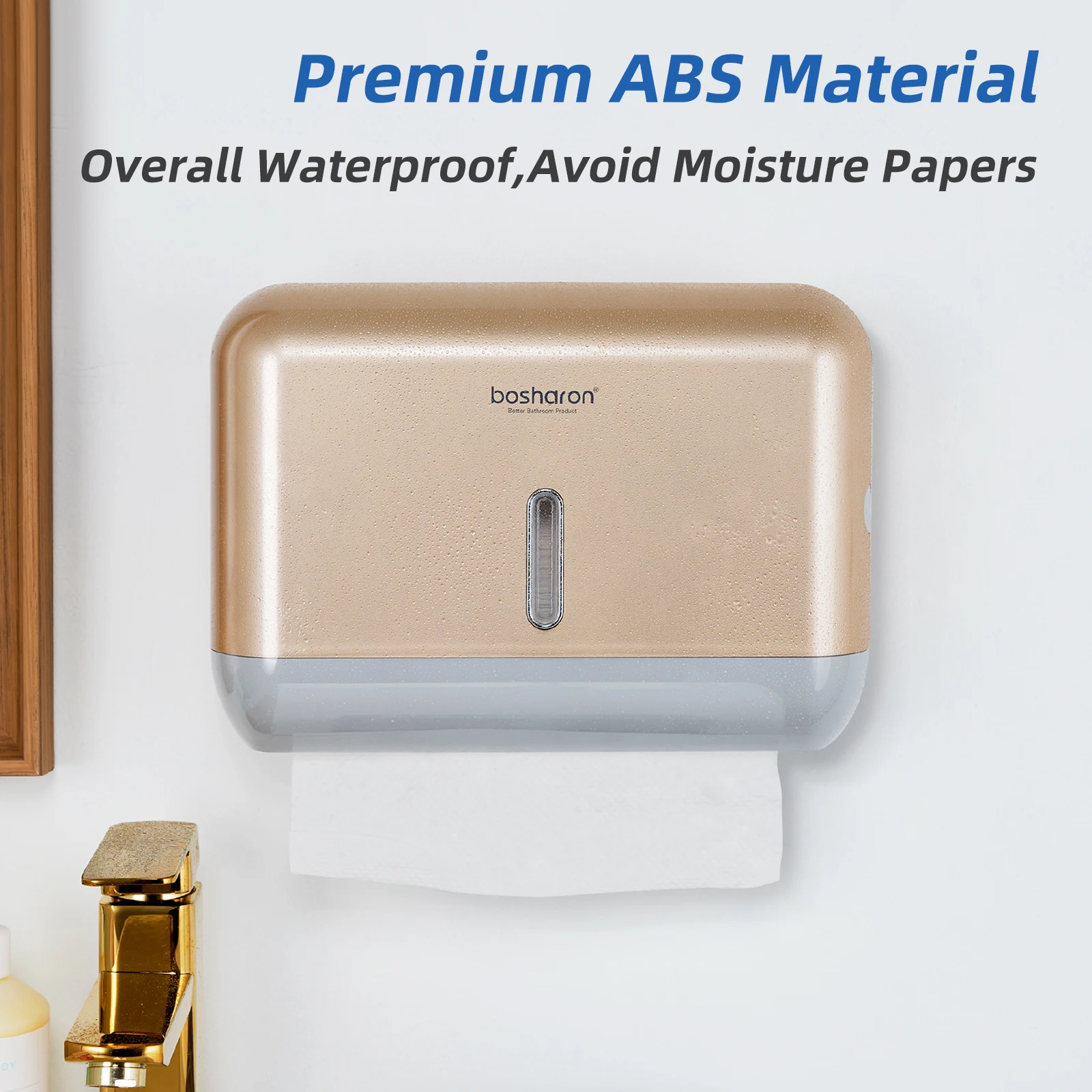 Paper Towel Dispenser with Lock, Universal, Multifold, Tri Fold, Hand Towel Holder, Adhesive, No Drilling