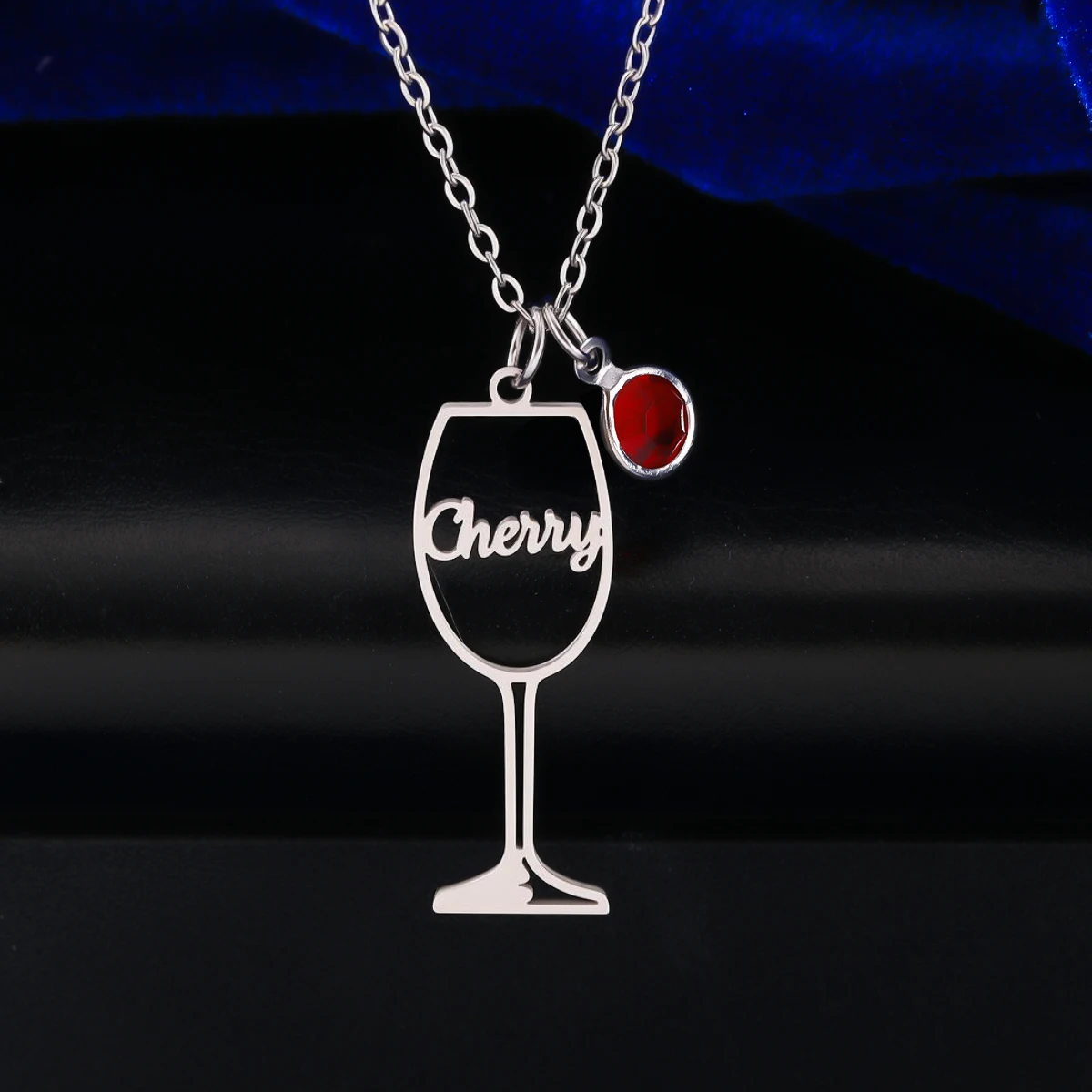 

Todorova Personalized Custom Name Red Wine Glass Charm Necklace Stainless Steel Chain Pendant Choker Jewelry Birthday Gift