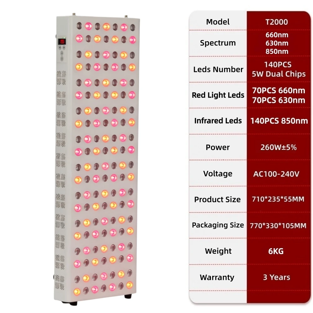 EU Stekker 630nm 660nm 850nm Near Infrared Therapie Licht LED Beauty Apparaten Dubbele chips LED Rood Licht Therapie Paneel Voor Gezicht & Lichaam