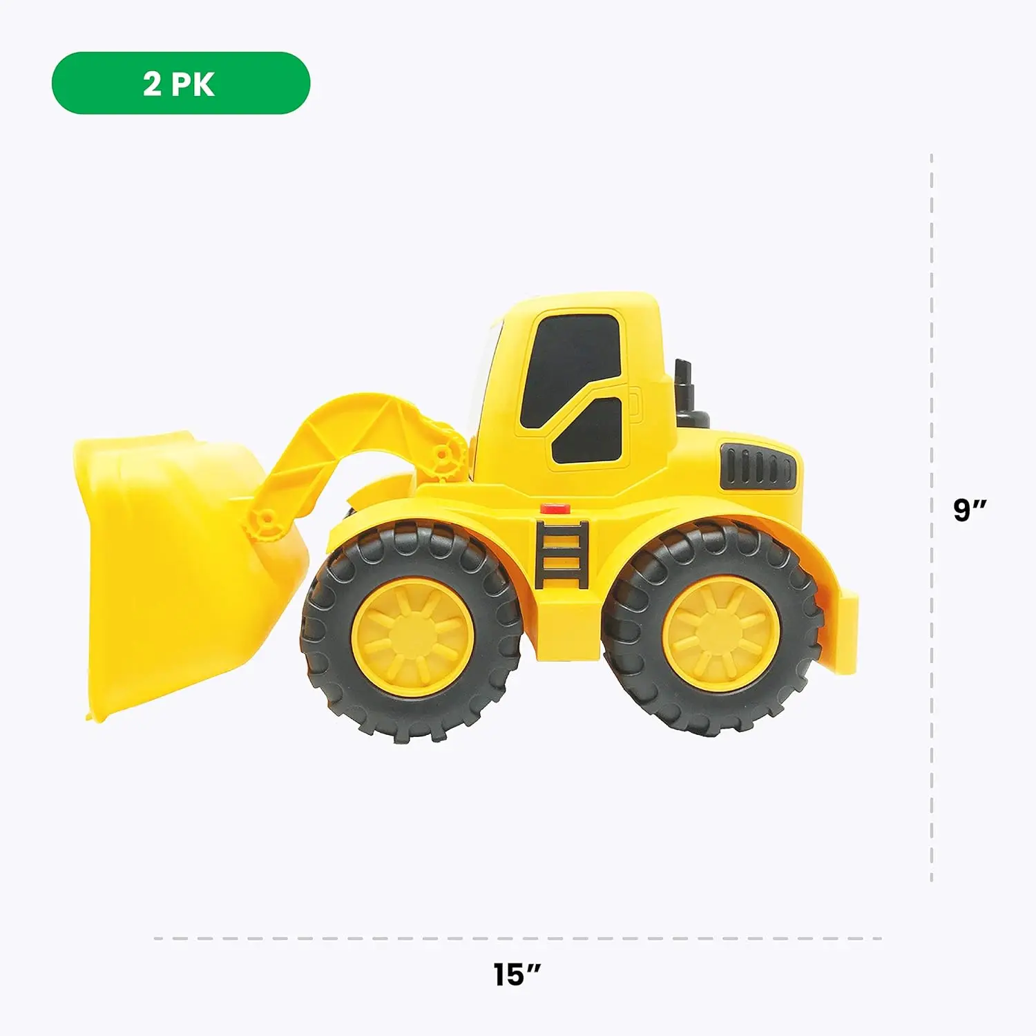 ビルダー-大きな黄色のフロントローダー、建設車両、光と音のあるダンプトラック、子供の建設玩具、2パック
