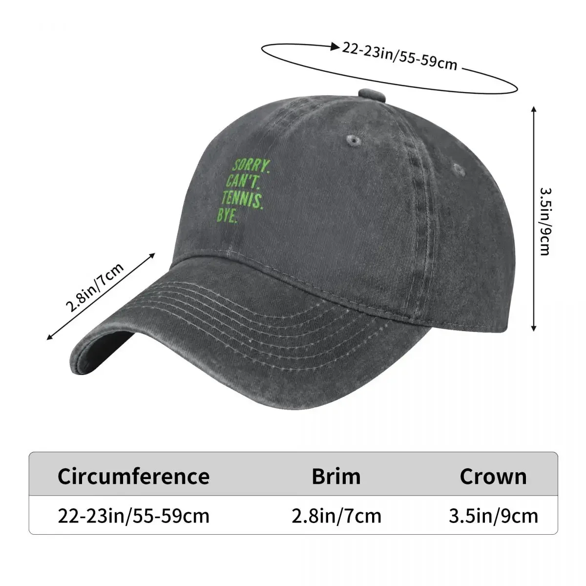 Sorry Can't Tennis Bye Funny Tennis Baseball Cap Sun Hat For Children Gentleman Hat sun hat hiking Men Golf Wear Women's